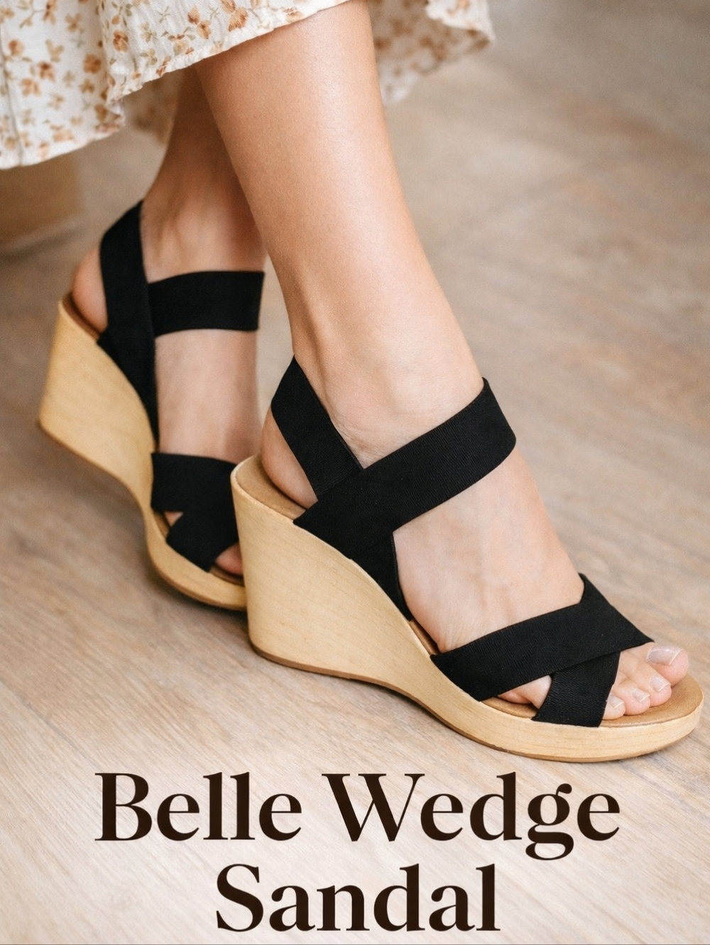 Belle by Sigerson Morrison Black Crossover Wedge Sandals Wooden Heel Size 10